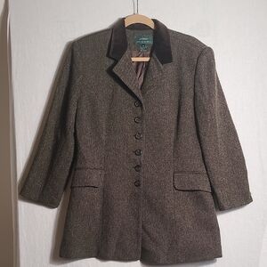 Vintage Lauren Ralph Lauren Tweed 6 Button Blazer with Velvet Collar Size 14
